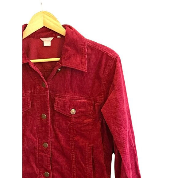 J.Crew Women's Red Corduroy Trucker Jacket Size Small Button Up Western Utility - Picture 2 of 5